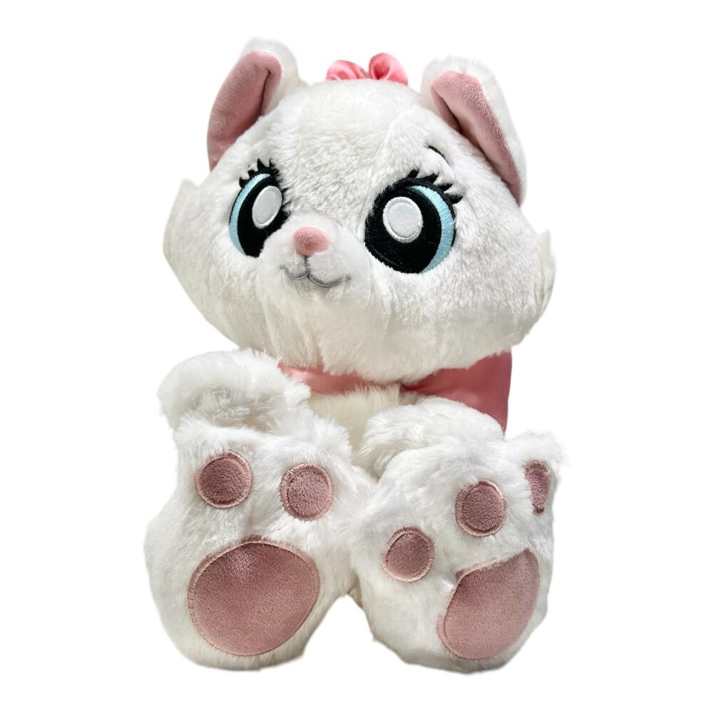Disney Parks Aristocats Marie Cat Plush Stuffed Animal Pink Bow12" Big Eyes Paws